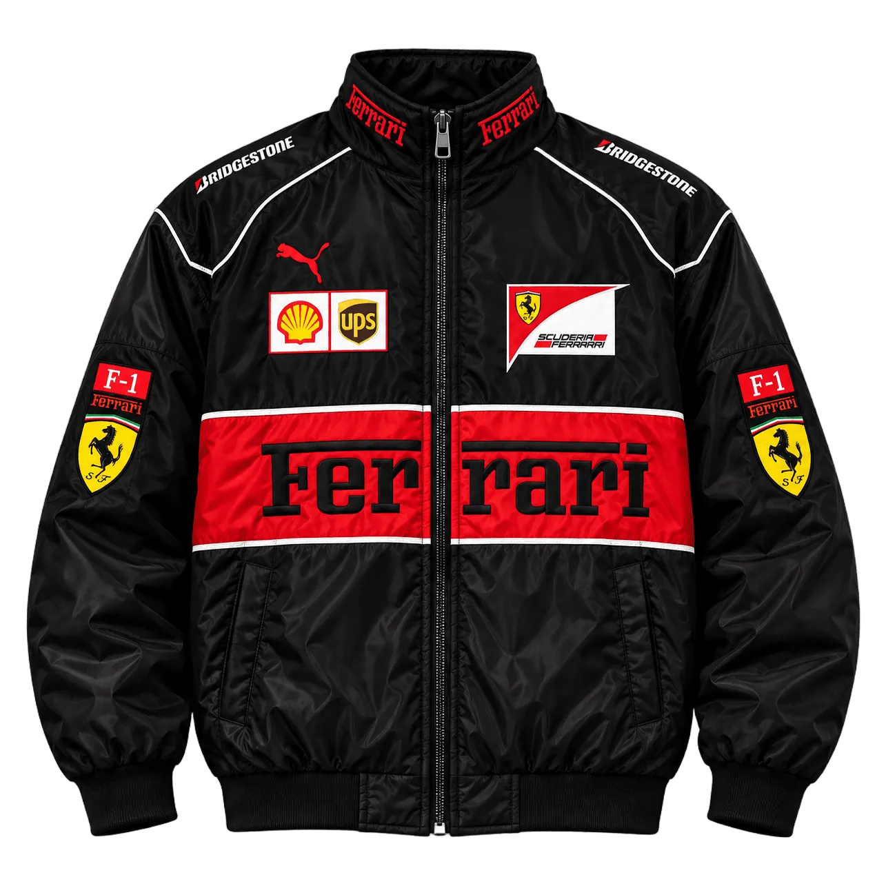Ferrari F1 jacket, black and red, front